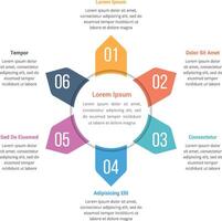 Circle infographics template with six elements, can be used as steps, options, process diagram vector