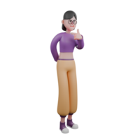3D Animated Dance Performer. A female dancer stands with her right hand behind her body and her left hand pointing to the side with an angry expression. Performance Talent png