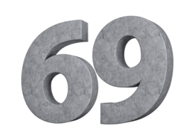 3d Concrete Number Sixty nine 69 Digit Made Of Grey Concrete Stone 3d Illustration png