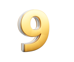 3d Golden Shiny 9 Nine Digit 3d Nine Number 3d Illustration png