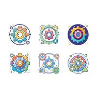 Unique gear icon in line art style for creative projects vector