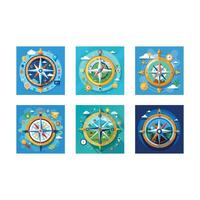 Compass and line art design, ideal for directional-themed digital products vector