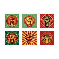 Digital file of a raised fist in and line art style for versatile design use vector