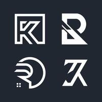 Set of letter KR design idea with modern concept vector