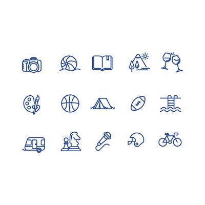 set of hobbies icon