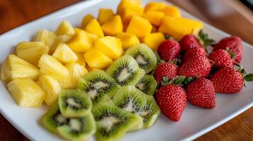 A white plate with fruit on it photo