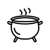 Bubbling Cauldron Outline Icon vector