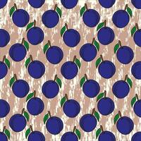 Seamless pattern with plums on a textured fabric background. vector