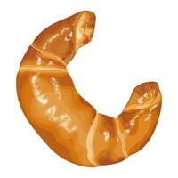 A illustration of a golden, freshly baked croissant with a shiny, flaky crust, emphasizing its rich texture and classic crescent shape. vector