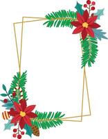 Christmas frame with Christmas tree branches and Christmas ornaments vector