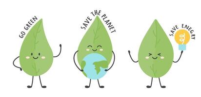 Ecology set with leaf cute character vector