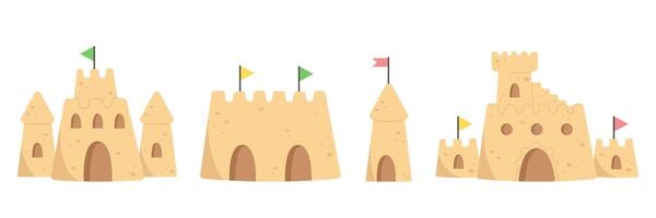 Set of sandcastle in flat style vector