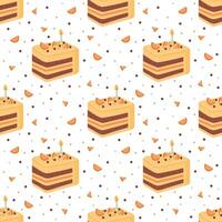 Seamless pattern with birthday piece of cake vector