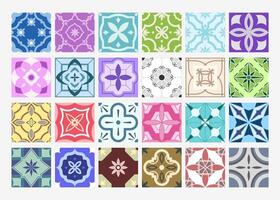 Collection of color seamless geometric mosaic tile patterns. Decorative endless ornamental east bright backgrounds. repeatable symmetric prints vector