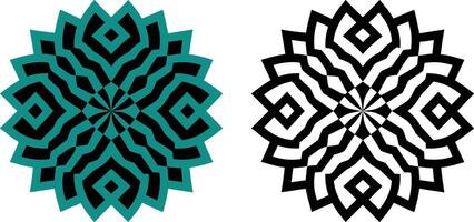 Abstract Geometric Mandala Design in Teal and Black vector