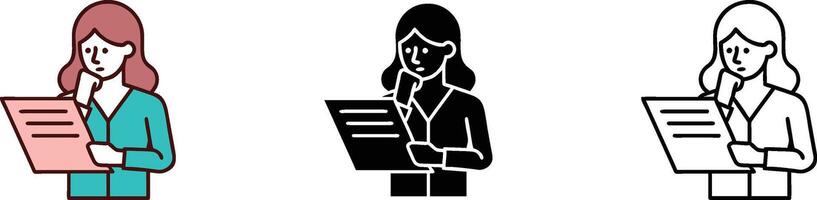 Woman Reading Paper Thinking Analyzing Document vector