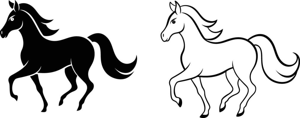 Black and White Horse Silhouette Illustration