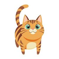 Cute Ginger cat. Kitty Hand drawn flat style isolated. illustration vector