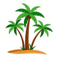 Three palm trees flat style isolated. Coconut trees vector
