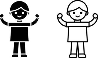 Smiling Child Icon, Black And White Outline vector