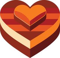 A stylized illustration of a heart shape composed of multiple layers in shades of orange, brown, and red. The heart appears to be layered or stacked, creating a 3D effect. vector