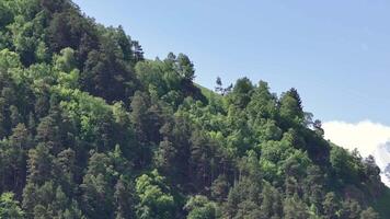 Camera panning over lush green mountainside video
