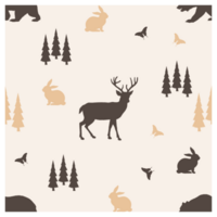 Seamless Forest Animals And Trees Repeating Surface Pattern png
