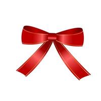 red bow ribbon on white background. Decorative element for greating, presents or surprise. Christmas and New Year decoration vector