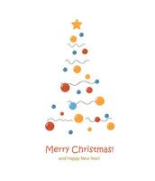 Abstract Christmas tree with balls and star on white background. Beautiful element for your New Year background vector