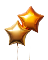 Two gold foil balloons with a star shape png