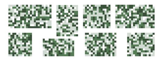 Set of Pixel green shapes. Blured green rectangles. illustration isolated on a white background. vector