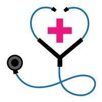 medical symbol with heart Stethoscope illustration design with pink plus or blue and black color Stethoscope design vector