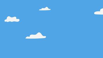 Animation of clouds being blown by the wind from right to left over a blue sky. video