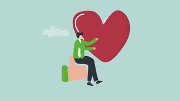 person with like and heart concept customer feedback animation video