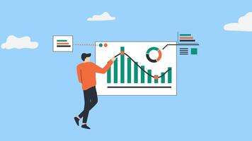 People screen dashboard data statistic analytics animation, Infographic report business video
