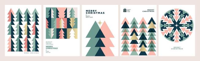 Christmas and New Year Cards Collection. Modern abstract illustrations for greeting card, party invitation card, website banner, social media banner, marketing material. vector