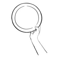 Sketch of Human Hand Holding a Plate. Outline Culinary Gesture Illustration vector