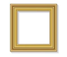 Elegant Square Gold Picture Frame with Shadow. Illustration Isolated on White Background vector