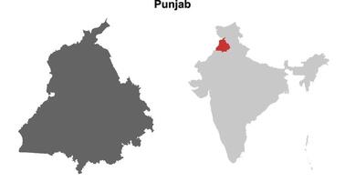 Punjab state outline map set vector