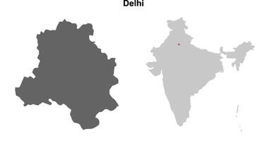 Delhi state outline map set vector
