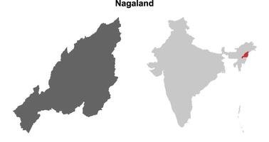 Nagaland state outline map set vector