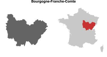 Bourgogne-Franche-Comte region blank outline map set vector
