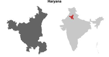 Haryana state outline map set vector