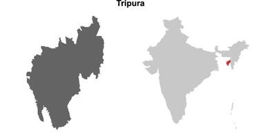 Tripura state outline map set vector