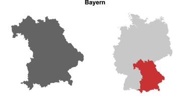 Bayern state blank outline map set vector
