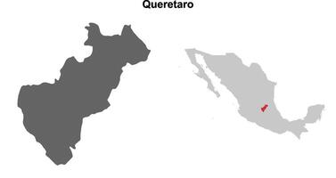 Queretaro state blank outline map set vector