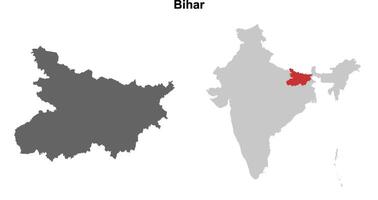 Bihar state outline map set vector
