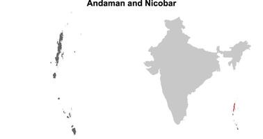 Andaman and Nicobar state outline map set vector