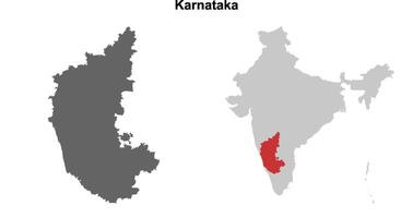 Karnataka state outline map set vector