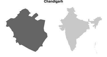 Chandigarh state outline map set vector